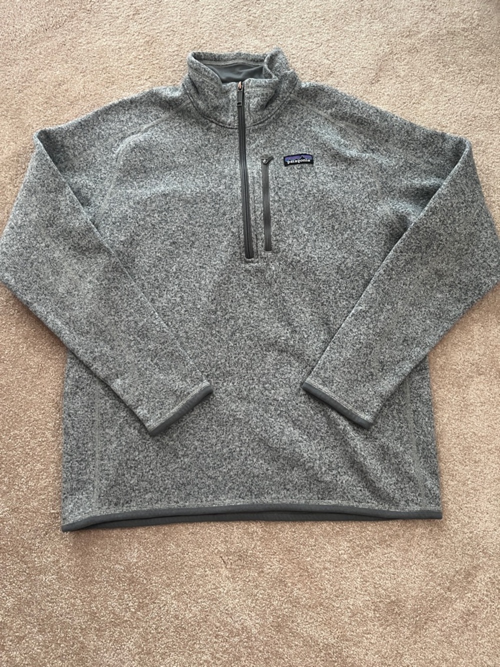 Patagonia Gray Quarter-Zip Fleece Pullover with left chest pocket